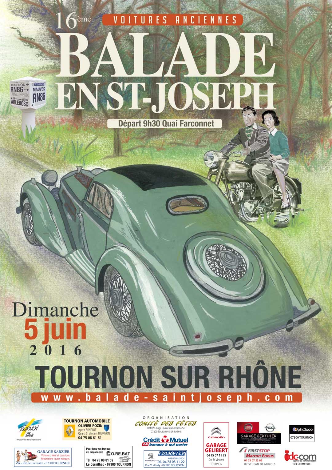 Balade en St-Joseph. 16ème édition de la balade en voitures anciennes. Dimanche 5 juin 2016 - Départ : 09h30 Quai Farconnet