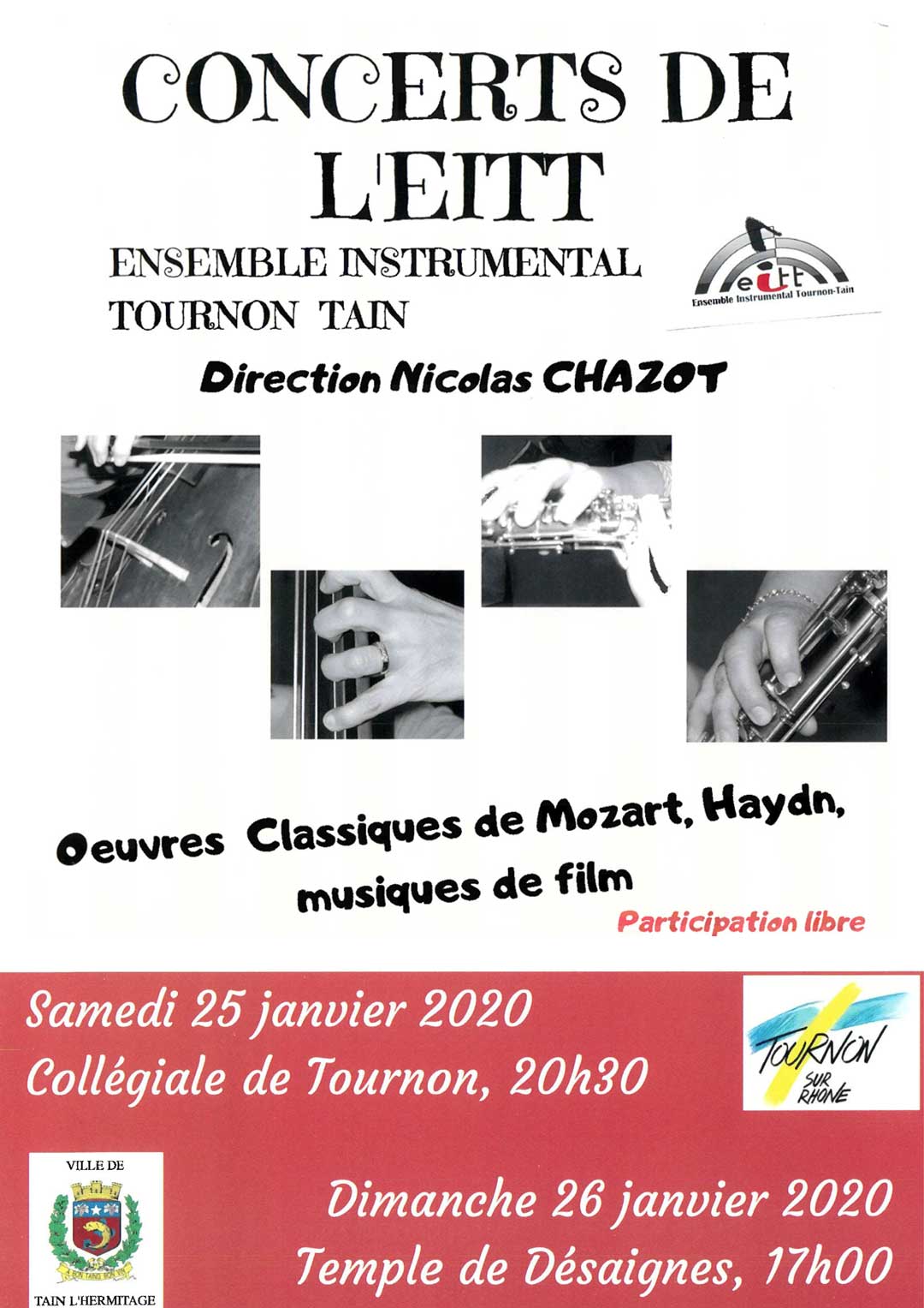 Concert de l'EITT. Samedi 25 et Dimanche 26 janvier 2020. Collégiale Saint julien.