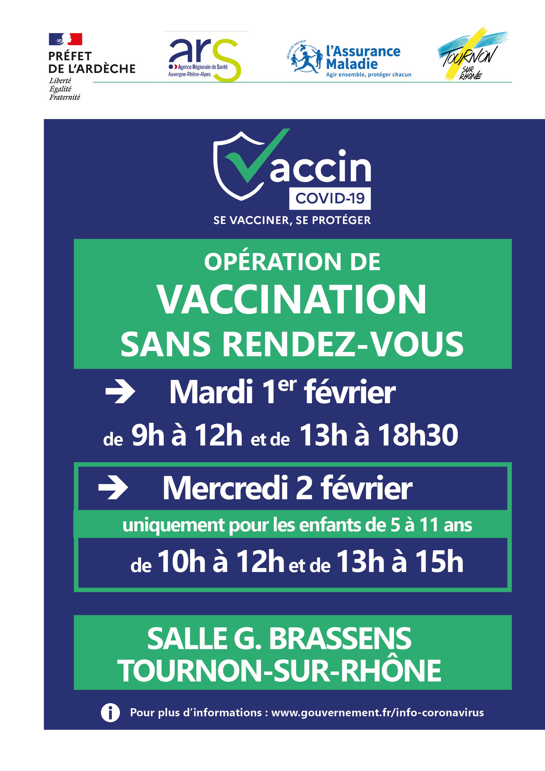 centre de vaccination phmre Tournon salle Brassens 2 fvrier 2022