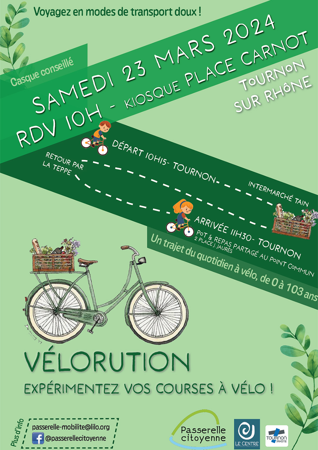 VÉLORUTION. Expérimentez vos courses à vélos. Samedi 23 mars - RDV à 10h au Kiosque Place Carnot